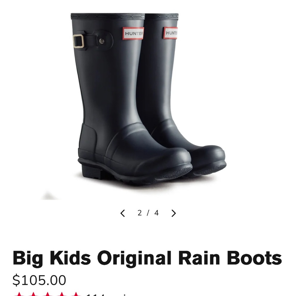 Hunter Navy Big Kids' Original Rain Boots